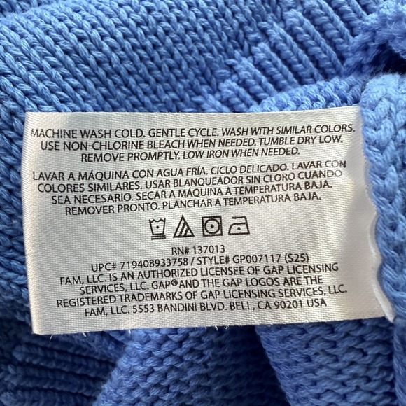 GAP Women's Crewneck Blue 100% Cotton Longsleeve Sweater Size L - Picture 6 of 7